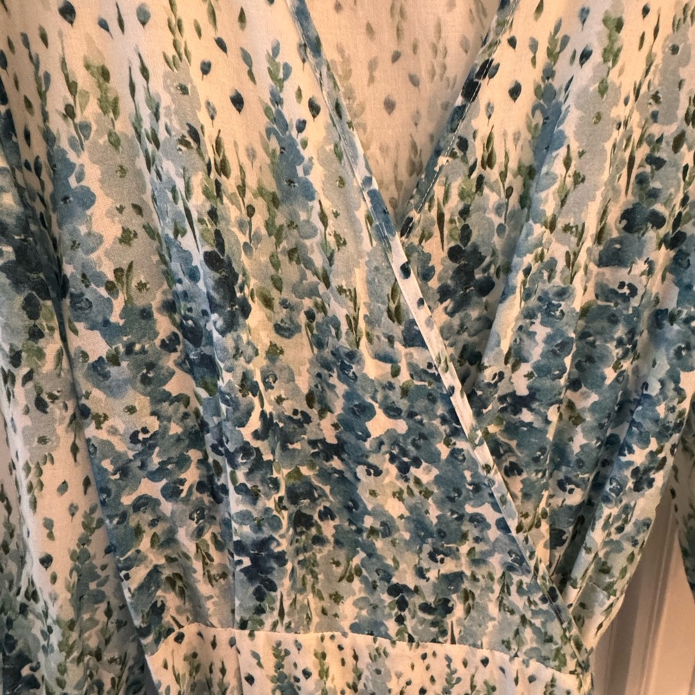 Christy Dawn The Noah Wrap Maxi Dress Blue Floral Morning Gladiola Size S - Picture 4 of 6